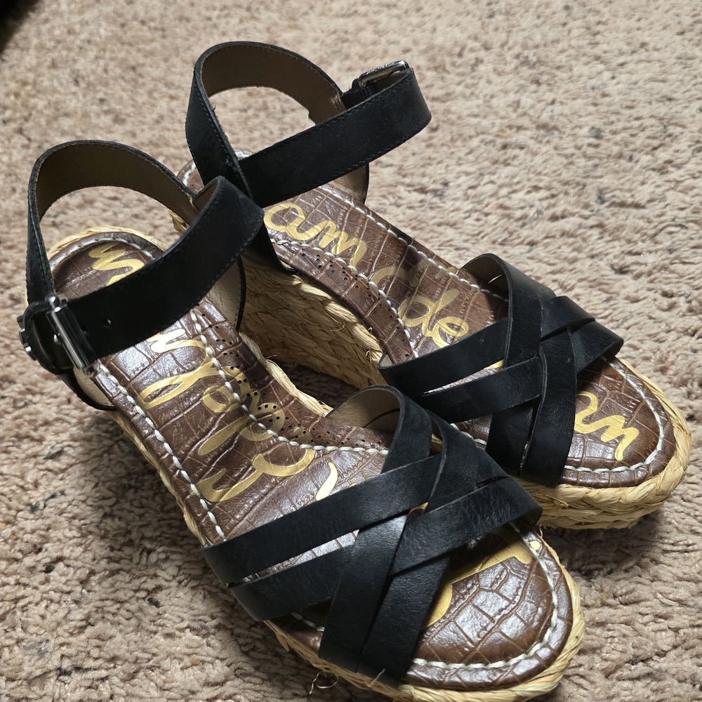 Sam Edelman Black Wedge Sandals